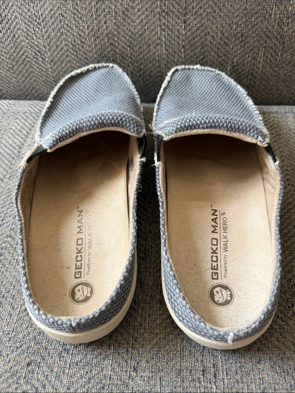 Gecko Man by walk Hero Men's Blue Canvas Arch Support Slippers Size: 8